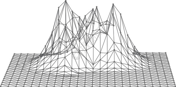 网格折纸山区地貌图示多边形三角形地形岩石网格绘画艺术爬坡山脉折纸插画