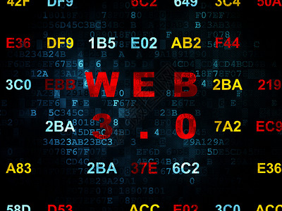 Web 设计概念 Web 3 0 数字背景数据网络服务器技术文本红色像素化托管网站网页背景图片