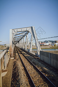 横桥列车轨道背景图片