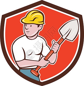 建筑施工工人Spade Shid盾牌刻画背景图片