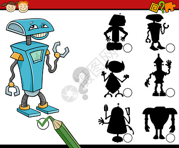 教育影子游戏卡通解决方案阴影机器人漫画孩子们图表童话绘画乐趣学校背景图片