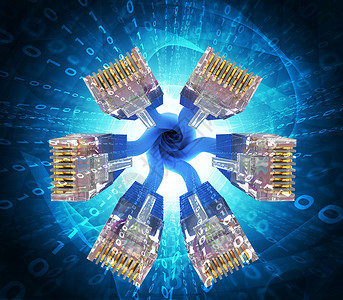 计算机电缆数字视图矩阵线索电线蓝色背景图片