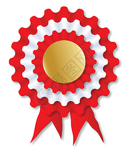 罗塞特白色绘画红色丝带按钮徽章艺术品艺术丝绸优胜者背景图片