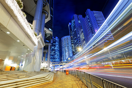 香港交通晚夜景观商业时间城市市中心建筑运输运动高峰中心背景图片