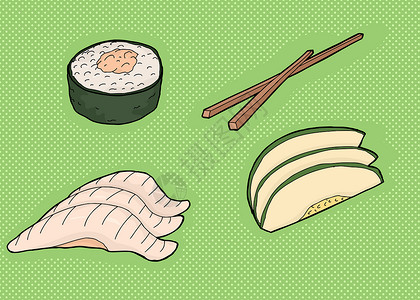 传统寿司食品漫画背景图片