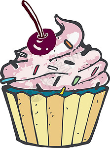 纸杯蛋糕插图面包甜点手绘背景图片