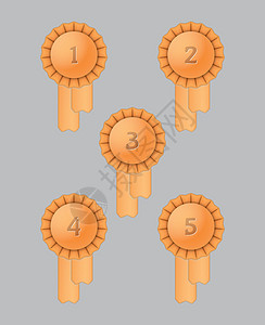 5个授奖彩带插图冠军服务证书花环评分成功质量徽章中医背景图片