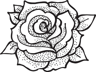 矢量玫瑰花插图花瓣叶子手绘植物玫瑰背景图片
