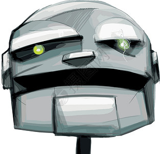 金属漫画机器人绘画插图微笑技术手绘合金背景图片