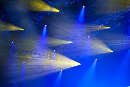 黄色舞台灯光灯光表演激光聚光灯蓝色居住黄色舞台设备头灯音乐会展示背景