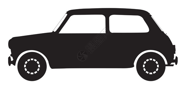 小型汽车车辆袖珍运输黑色空白驾驶插画白色轮子背景图片