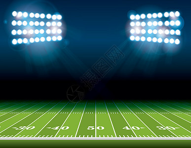 足球场草皮美国足球场 带体育灯光的球场插画
