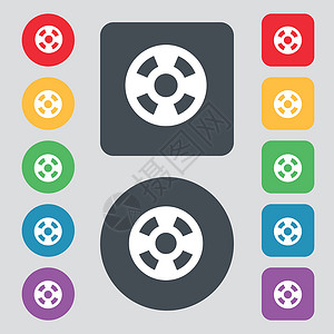 胶片图标符号 一组有12色按钮 平面设计 矢量视频幻灯片卷轴相机屏幕摄影娱乐剧院记板网络背景图片