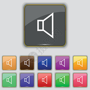 音量 声音图标符号 设置为您网站的11个彩色按钮 矢量控制金属音乐界面插图技术背景图片