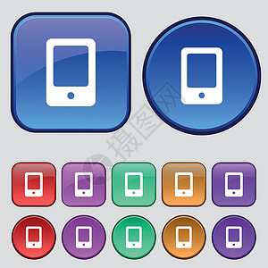 苹果12pro平板图图标符号 一组12个长效按钮用于设计 矢量设计图片