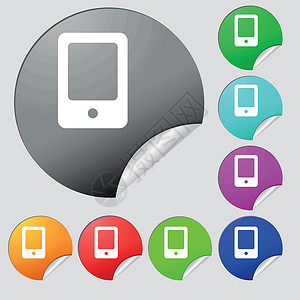 苹果8p手机壁纸平板图图标符号 8个多色圆环按钮 标签 矢量设计图片