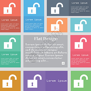 锁色流程打开锁定图标符号 一组带有文本空间的多色按钮 矢量插图互联网钥匙预防收藏网络商业秘密电脑代码设计图片