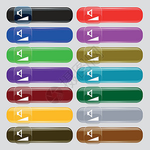 音量 声音图标符号 大套16个色彩多彩的现代按钮用于设计 矢量技术控制插图界面音乐金属背景图片