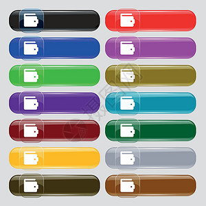 收藏店铺按钮图标图标符号 大套16个色彩多彩的现代按钮用于设计 矢量插画