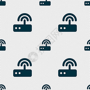 宽带无线Wifi 路由器图标符号 无缝模式 带有几何纹理 矢量网关插座数据速度技术电子安全局域网网络硬件设计图片