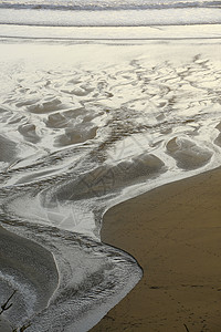 沙子上水的形态橙子曲线海滩海岸辉光流动背景图片