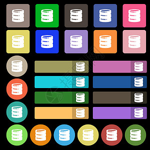多宫格高清硬盘 日期基图标符号 设置自27个多色平板按钮 矢量插画
