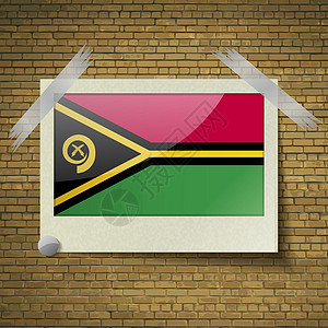 砖背景上的瓦努阿图方格框架 矢量插画