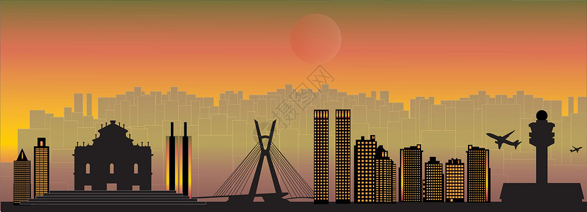保罗巴洛岛首都经济金融城市化商业摩天大楼建筑学场景城市拉丁插画