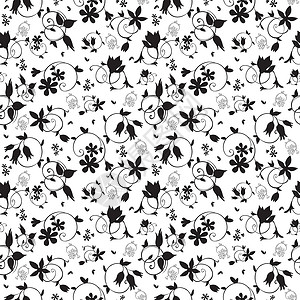 发展模式矢量黑白丝绒花质纹理无缝接缝模式插画