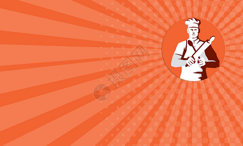 厨师行业名片商业名片厨师 滚皮斯帕图拉Stencil背景
