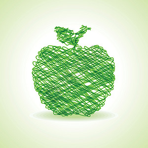 苹果线稿切制的绿苹果设计存货矢量线稿生态卡片孵化书法插图饮食绘画边界涂鸦插画