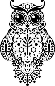 野生花鲢漂亮的有花纹型猫头鹰插画