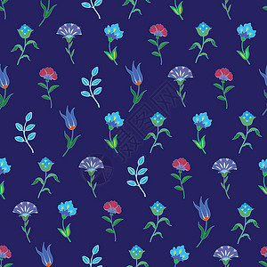 矢量 几何 种植花类无缝裁缝模式背景图片