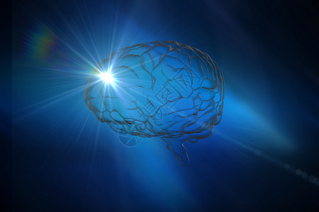 大脑综合图象计算机器官智力辉光绘图蓝色背景图片