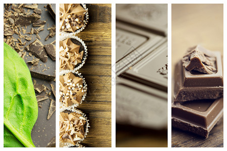 巧克力和Basil复合图象诱惑可可奶油食物叶子酒吧甜点背景图片