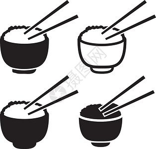一碗米饭和一对筷子图标背景图片