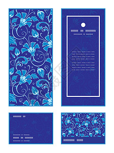 矢量深蓝色土耳其花岗植物垂直框架图案邀请函背景图片