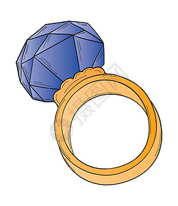 手绘蓝宝石钻石大石头金环礼物蓝色手绘奢华草图婚礼火花蓝宝石中医婚姻插画