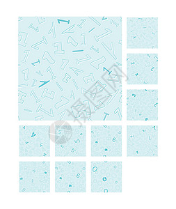 无缝模式 数字为 0  9打字稿字体蓝色青色插图风格打印装饰品语法墙纸背景图片