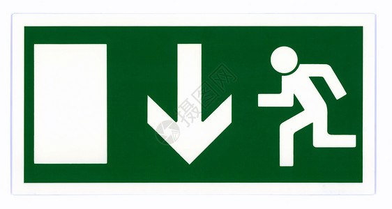 隔离的紧急撤离标志绿色箭头信息框架标签出口服务符号火灾色彩背景图片