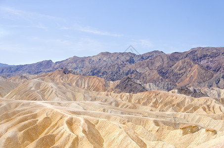 斯阔谷死亡谷的Zabriskie点黄色沙漠情调风景异国侵蚀远足公园地质地质学背景