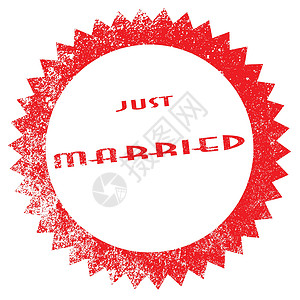 刚结婚的印花邮票插图红色艺术品橡皮艺术背景图片