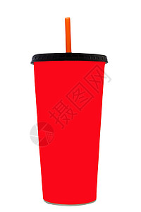 玫红色汽水杯快速快餐饮料杯饮料红色白色稻草纸杯苏打汽水饮水纸板背景