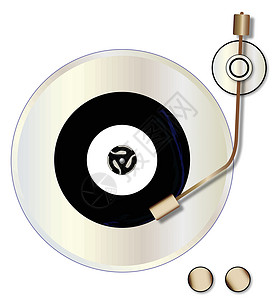 空白碟子素材录音播放器白色艺术唱片甲板空白圆形凹槽绘画艺术品插图插画