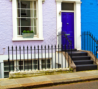 紫色房子英国老城郊外和古董区不设隆登山丘地区场景国家公寓爬坡邻里窗户乡村房子财产城市背景