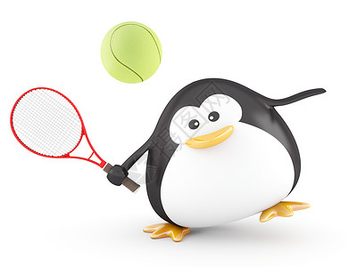 网球玩家运动游戏球拍企鹅动物背景图片