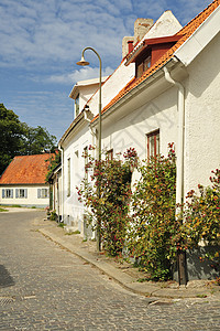 瑞典语住房住宅乡村风光水平红色前院建筑后院房子文化高清图片