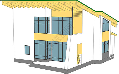 有绿色屋顶的房子窗户地面房地产房间家庭建筑住宅前端家政棕色背景图片