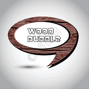 木制框背景上的棕色木头语言泡沫横幅木板演讲空白插图气泡语音气球电脑讨论插画