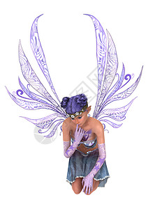 紫仙子小精灵女性女孩女士童话蝴蝶白色故事翅膀魔法背景图片